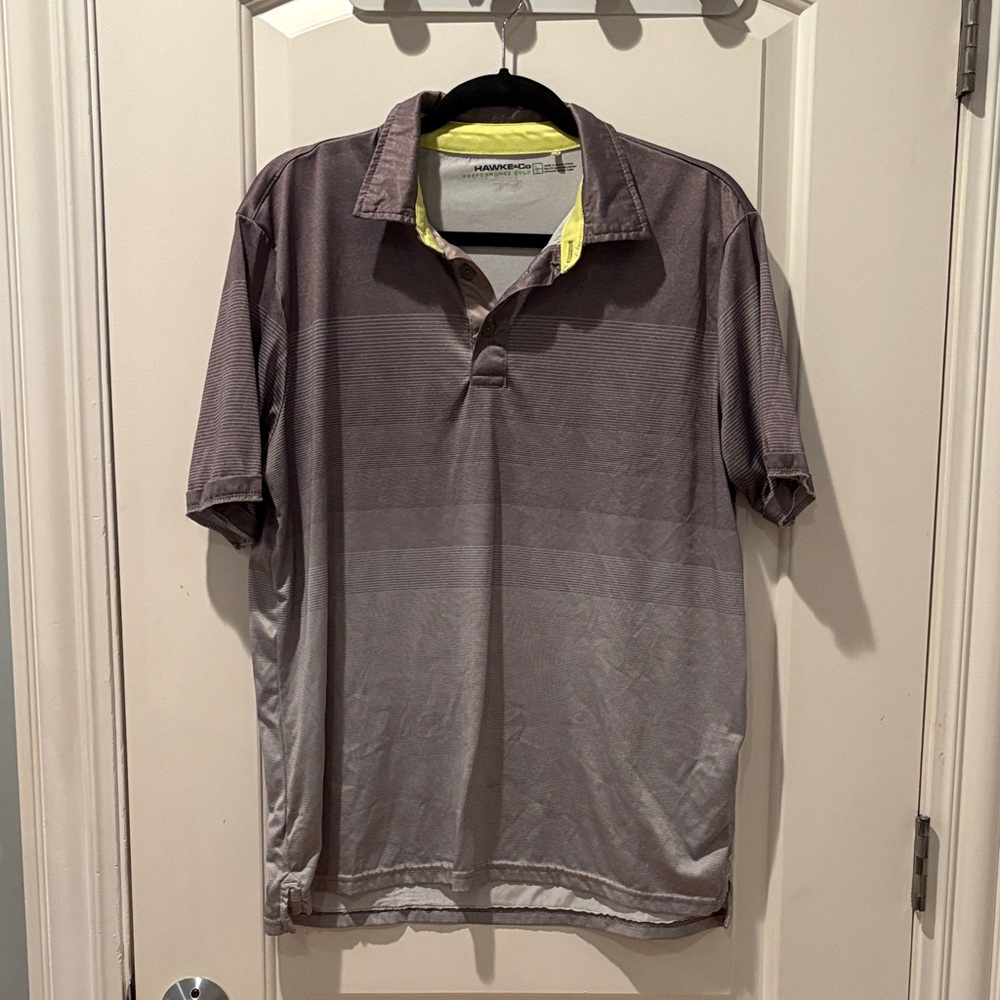 Hawke & Co Gray Polo with Yellow Contrast Inner Collar